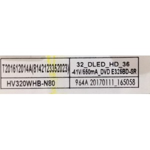 MAIN FUENTE  PARA TV SCEPTRE / NUMERO DE PARTE 8142123352023 / TP.MS3553.PB855 / T201612014A / A16121356 / PANEL HV320WHB-N80 / MODELO E32